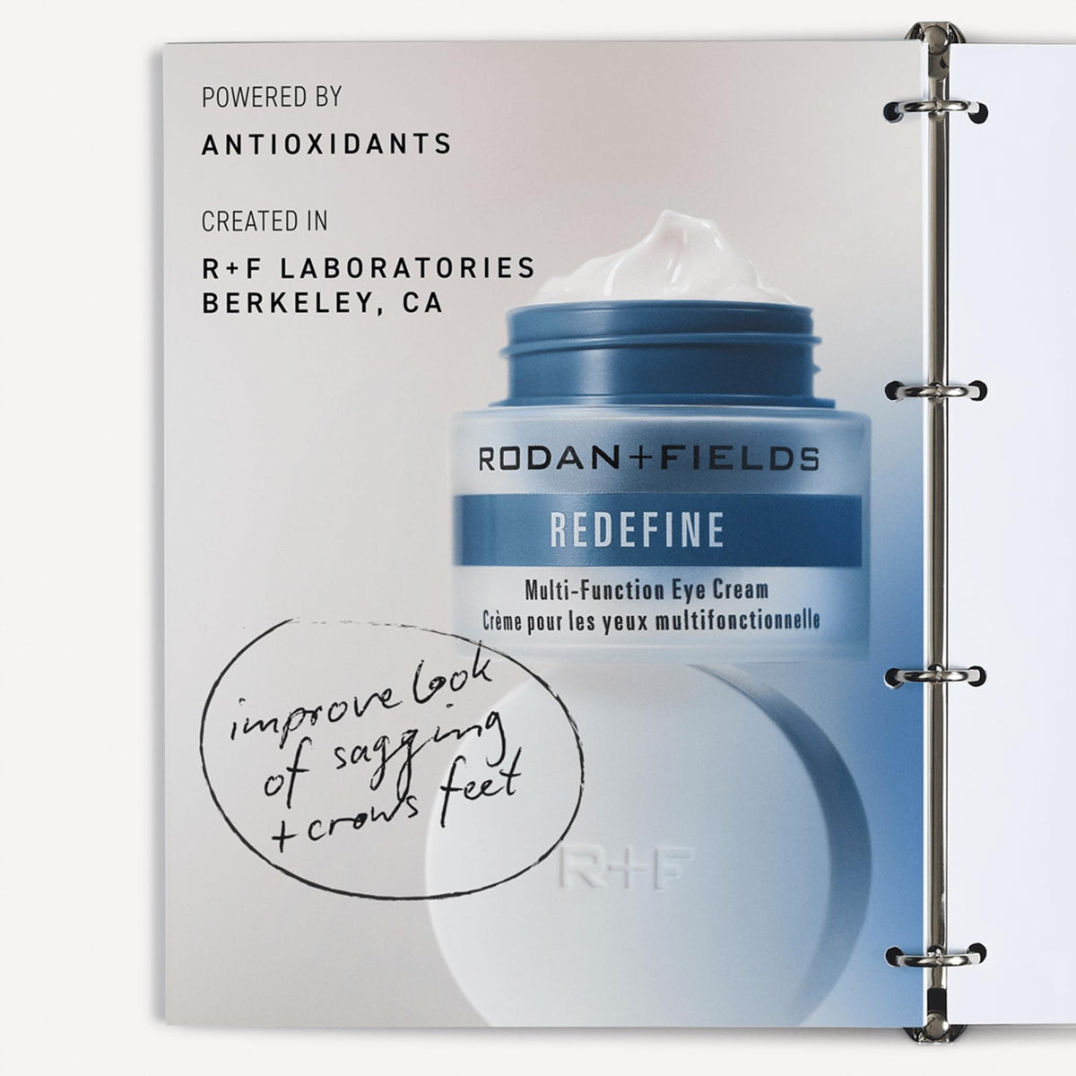 RODAN + FIELDS cream on fingertip demonstrating easy application and gentle feel