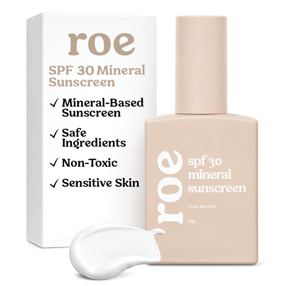 Roe Wellness front packaging showing SPF 30 protection and baby-safe benefits