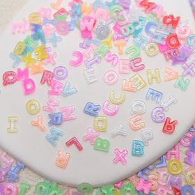 ROFIBUT close-up of resin letters with glitter showing fine detail