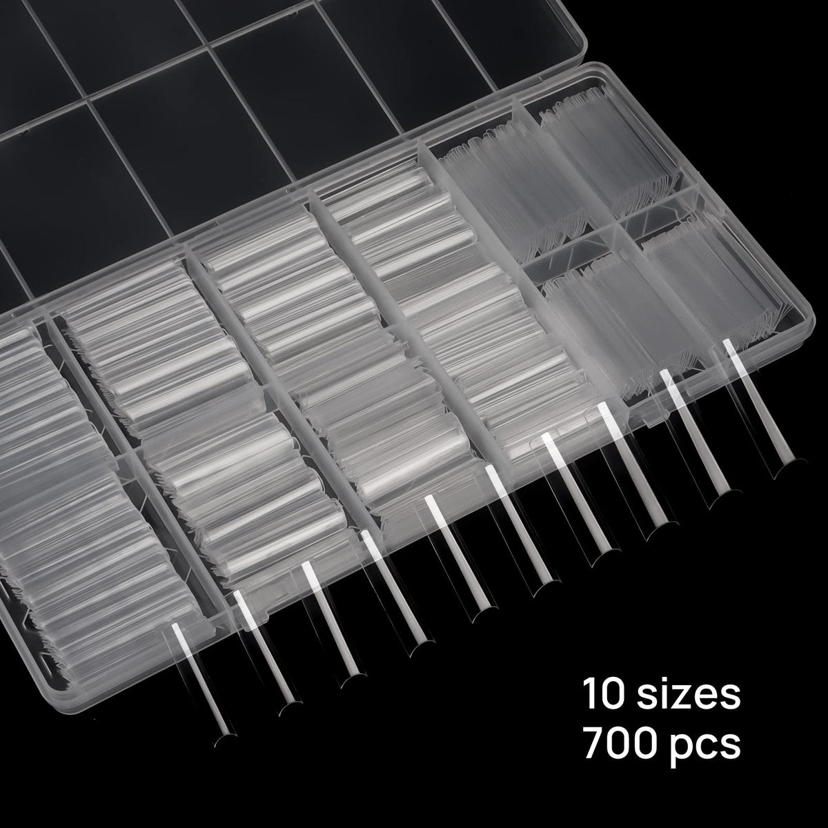Rofran numbered size markings on tips for quick selection and salon speed