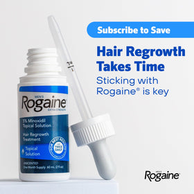 Rogaine bottles arranged on bathroom shelf showing routine storage benefit