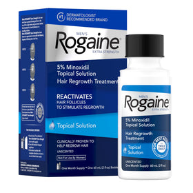 Rogaine front bottle showing label and 2 fl. oz size for clear identification and trust