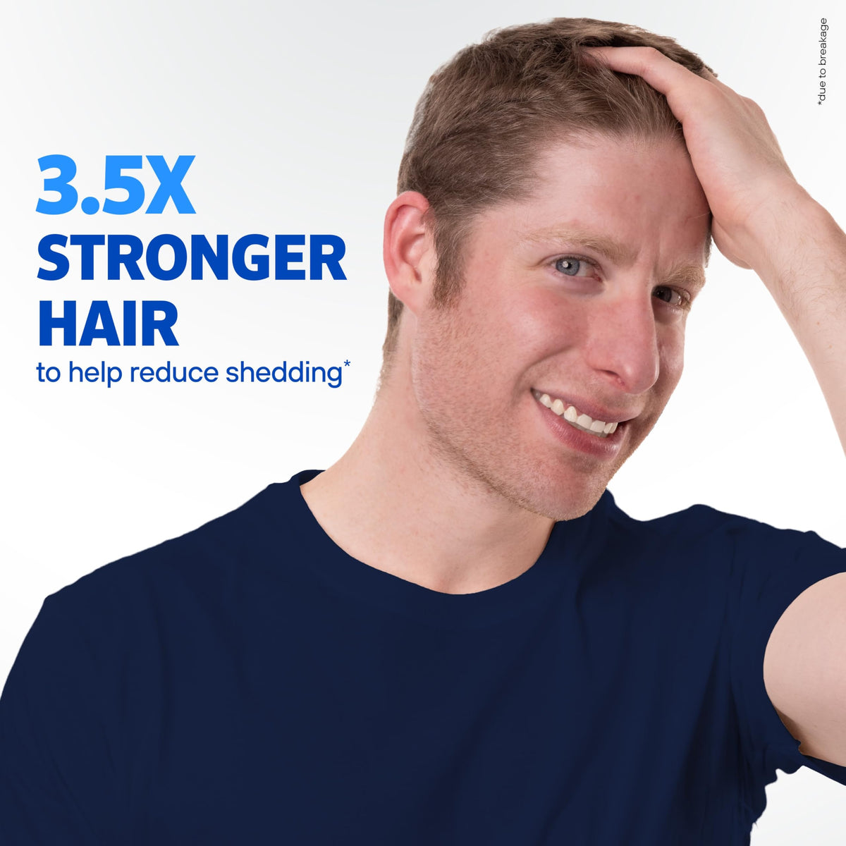 keratin molecule graphic highlighting Rogaine strengthening hair and reducing breakage
