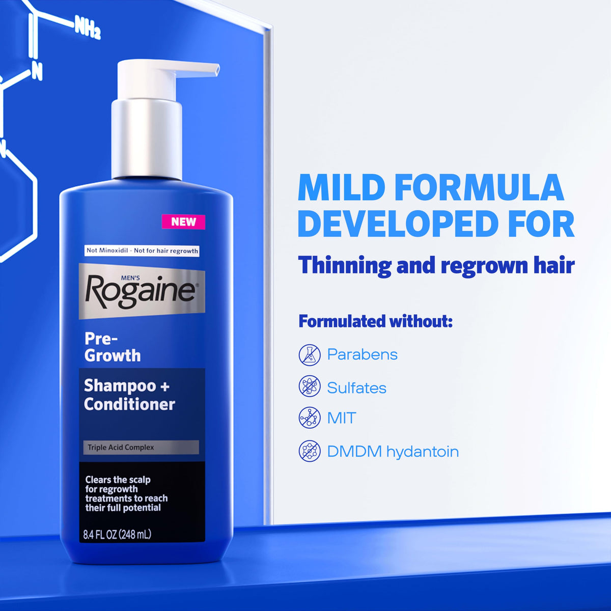 Rogaine foamy lather texture demonstrating gentle cleansing benefit
