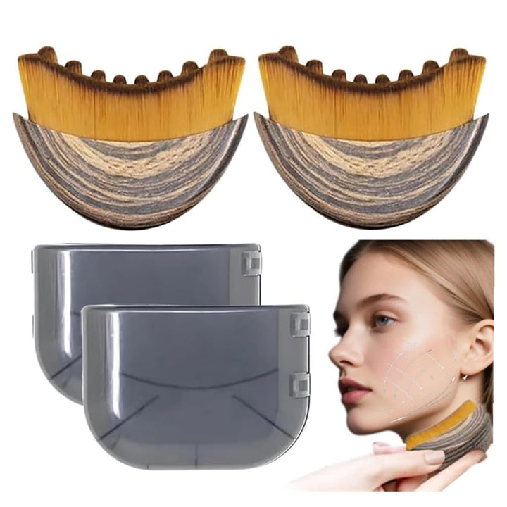 ROKATY contour face brush front view shows smooth edges and sculpting benefit