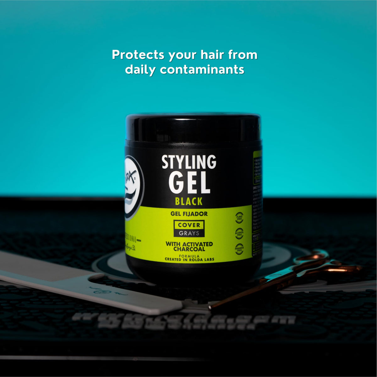 Hands applying Rolda gel, brand shows simple two-finger scoop method for control