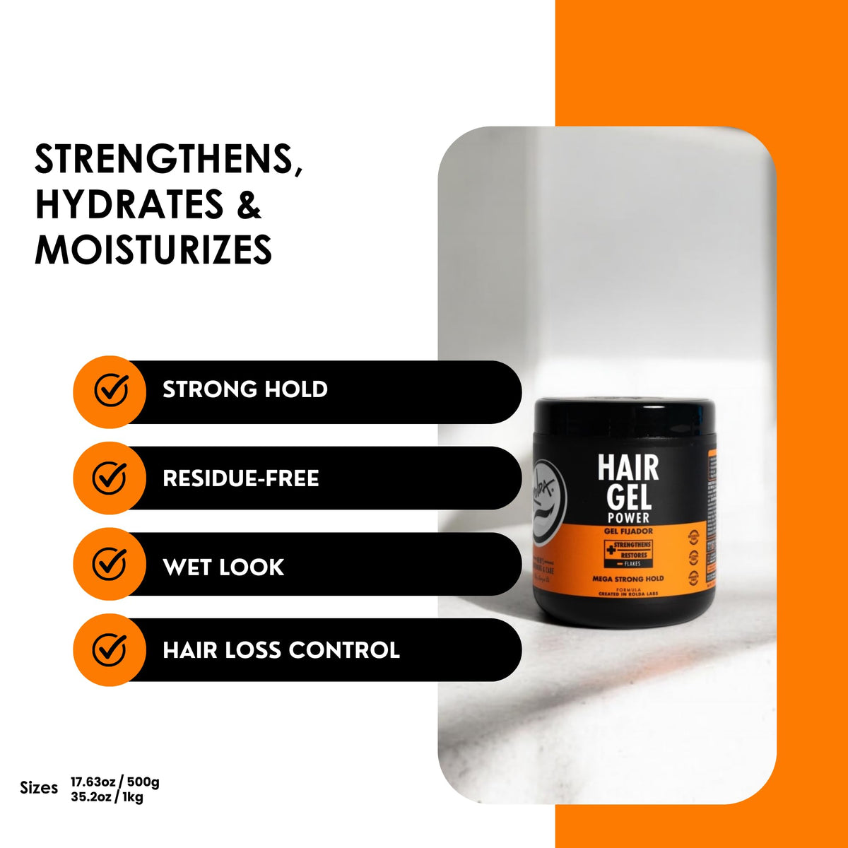 Rolda hair with visible wet shine demonstrating high gloss benefit
