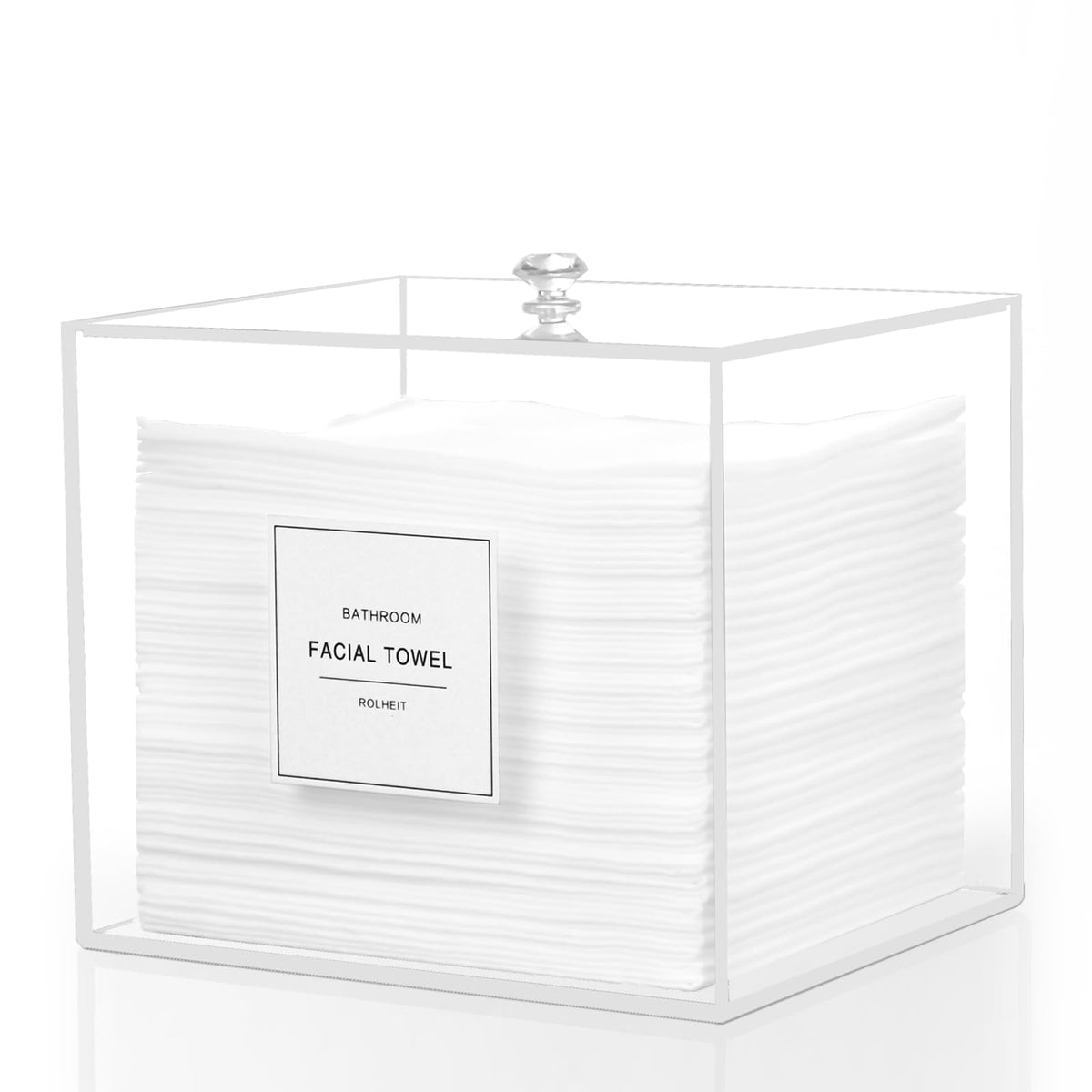 Rolheit front view clear acrylic box showing neat storage benefit