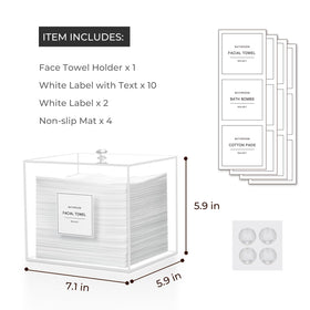 Rolheit container filled with disposable face towels for quick access benefit