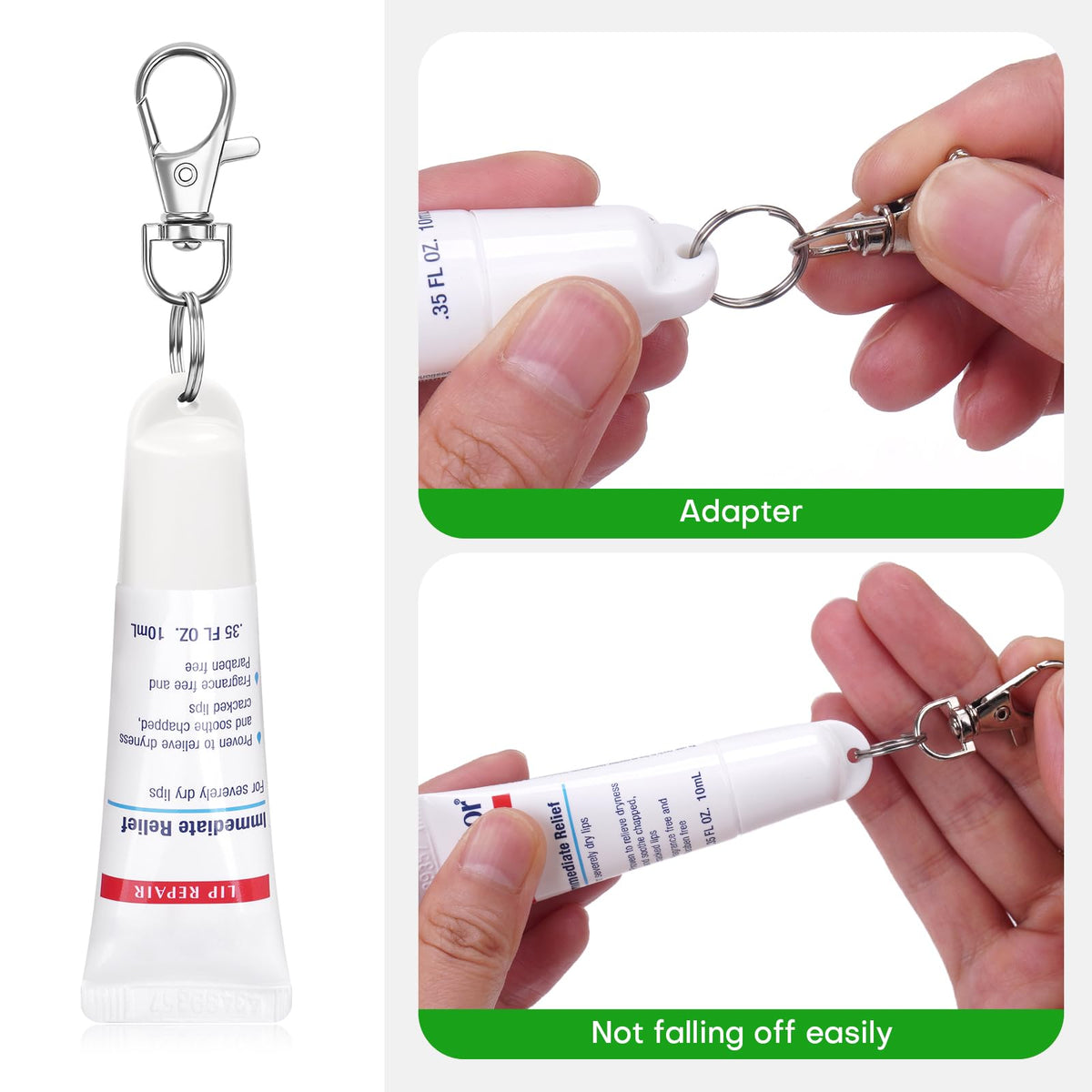 Rolitwils cap clipped to backpack strap for hands-free convenience