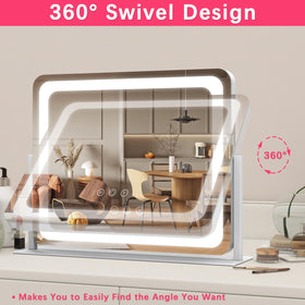 ROLOVE mirror tilted in rotation to show 360-degree angle flexibility and convenience