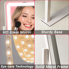 ROLOVE mirror next to notebook showing compact size and scale