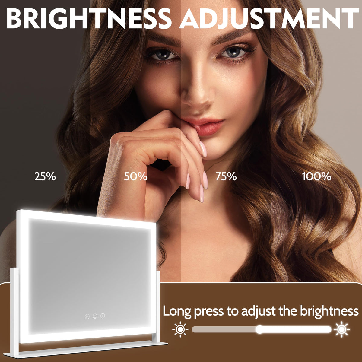 ROLOVE mirror tilted to show 360° rotation and easy angle adjustment benefit