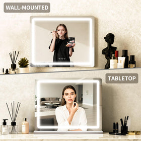 ROLOVE wall-mounted mirror installed above a dresser saving counter space benefit