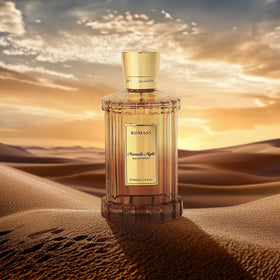 ROMASS side profile of Nomadic Night bottle highlighting sleek silhouette