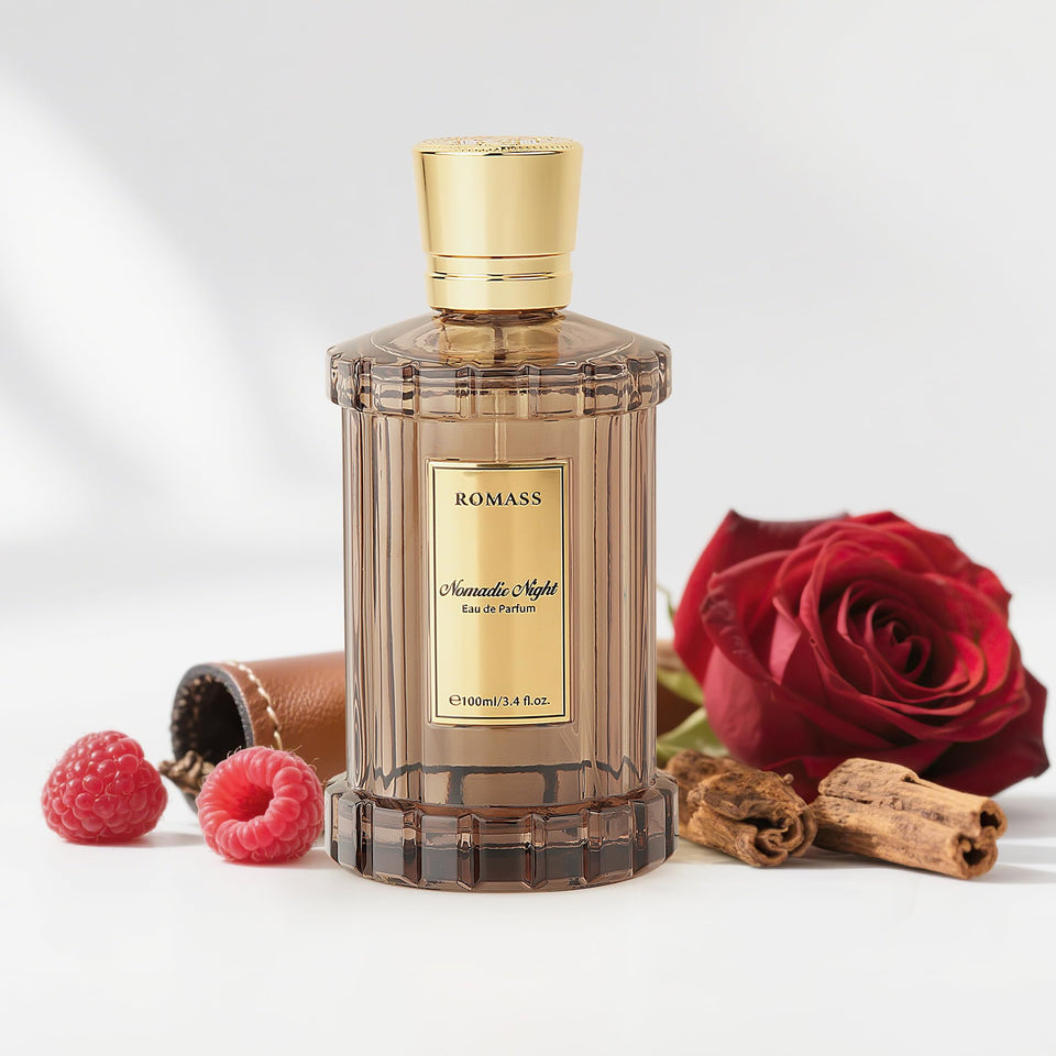 ROMASS bottle front view showing elegant design and gift-ready appeal