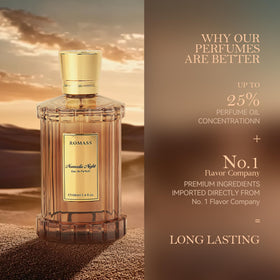 ROMASS perfume near campfire scene conveying warm woody atmosphere