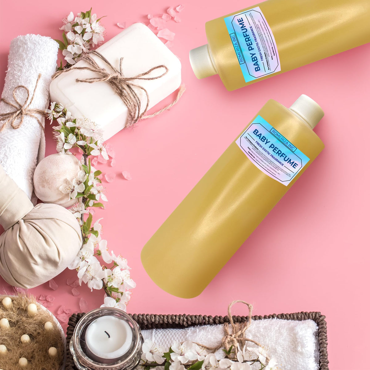 romeriza bottle next to ruler for size comparison showing travel-friendly benefit