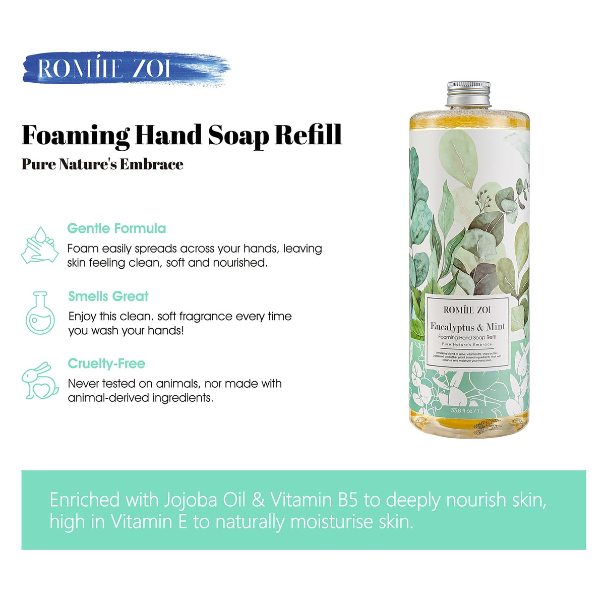 ROMIIE ZOI creamy foam texture demonstrating rich lather and gentle cleansing