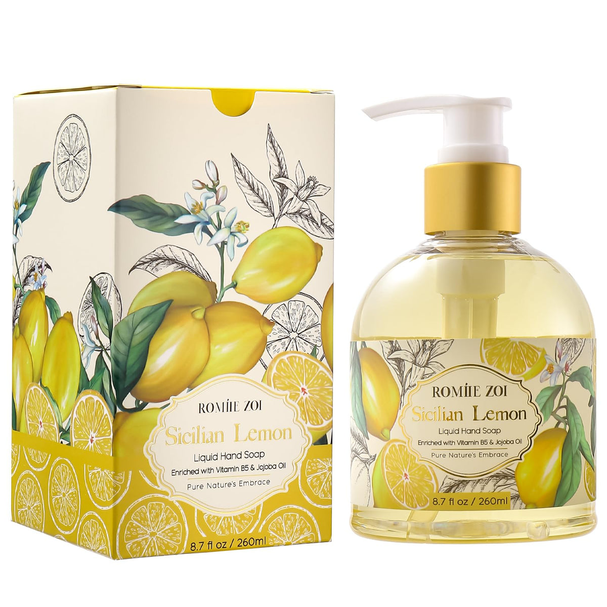 ROMIIE ZOI front bottle view showing lemon scent and elegant design benefit: attractive display