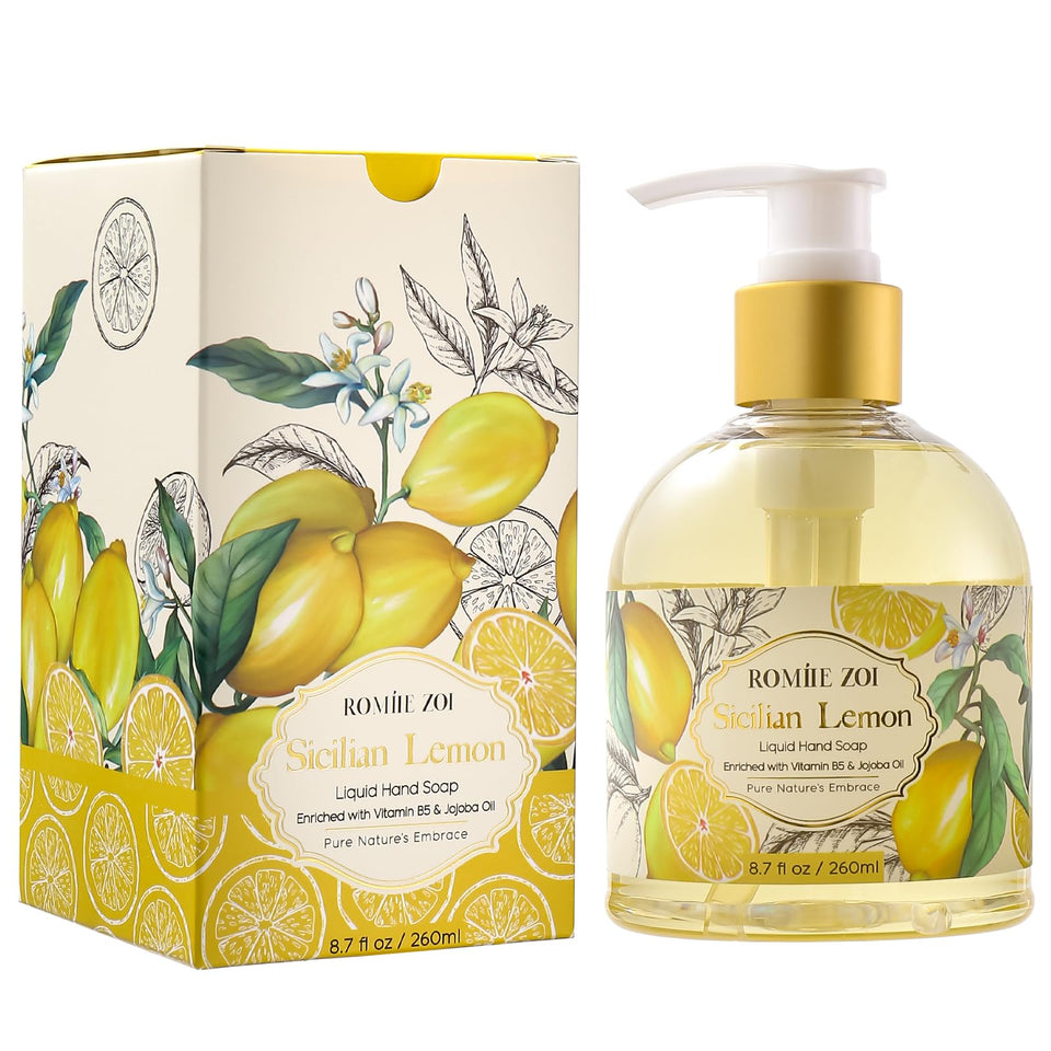 ROMIIE ZOI front bottle view showing lemon scent and elegant design benefit: attractive display