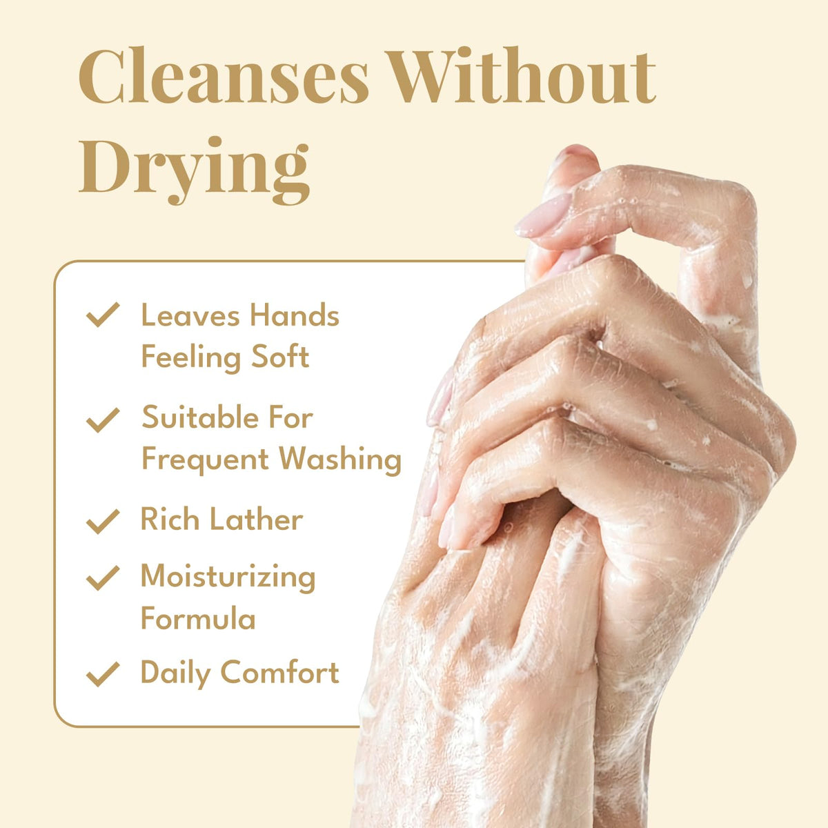 ROMIIE ZOI soap lather texture on hand demonstrating gentle foam benefit: effective cleansing