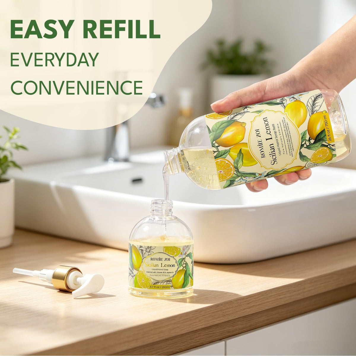 ROMIIE ZOI label showing ingredients and 750 ml volume for transparency