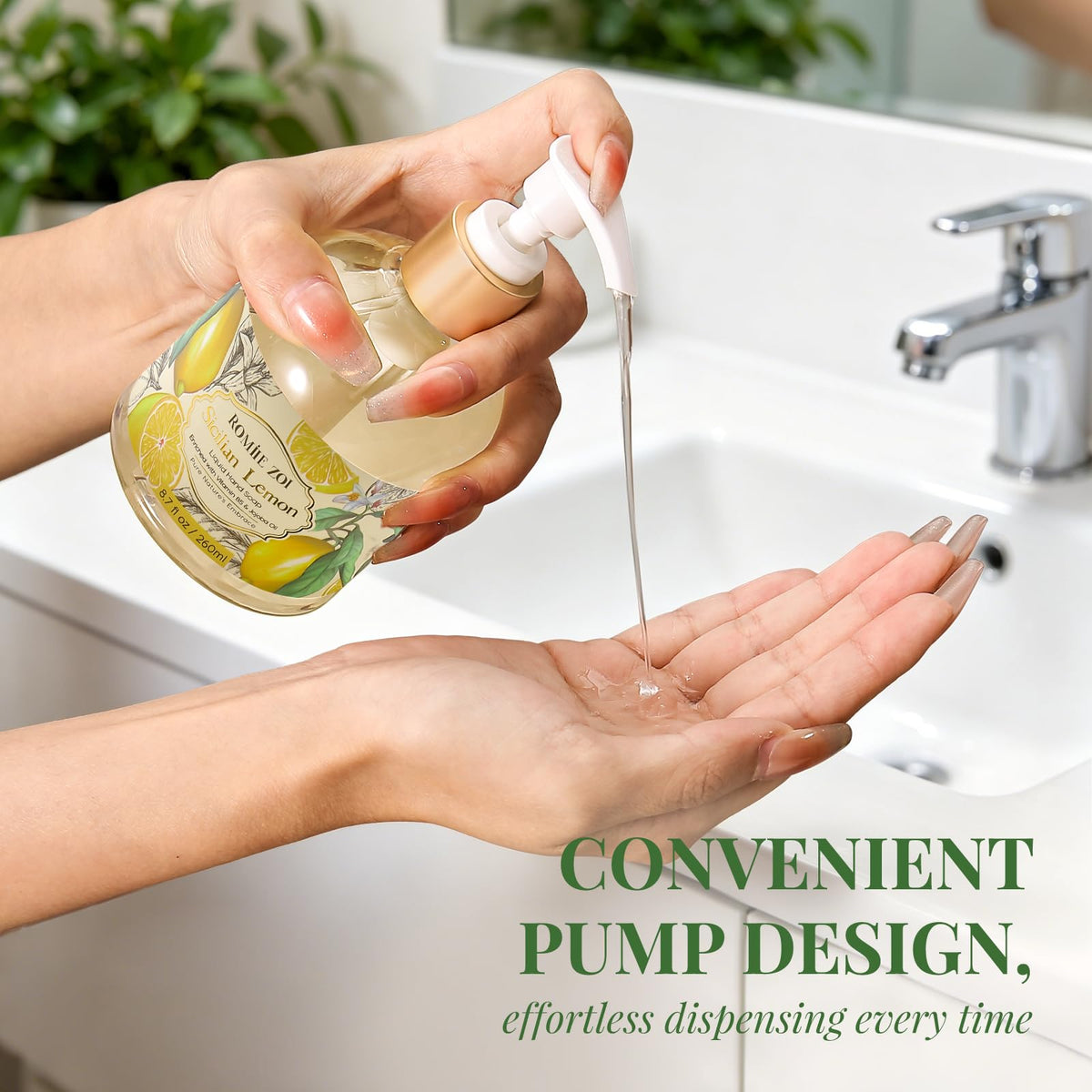 ROMIIE ZOI in sink lifestyle with handwashing scene benefit: practical everyday use