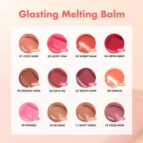rom&nd balm with pear and peach fruit props showing delicate fragrance benefit