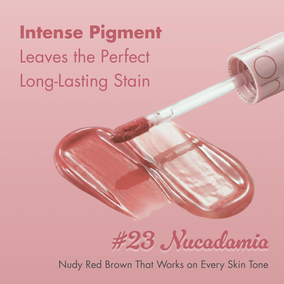 rom&nd tint worn on model lips creating natural hydrated look