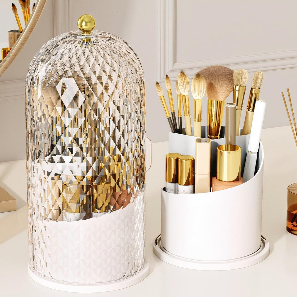 RONGZHIERK front view of white brush holder showing neat design and quick access