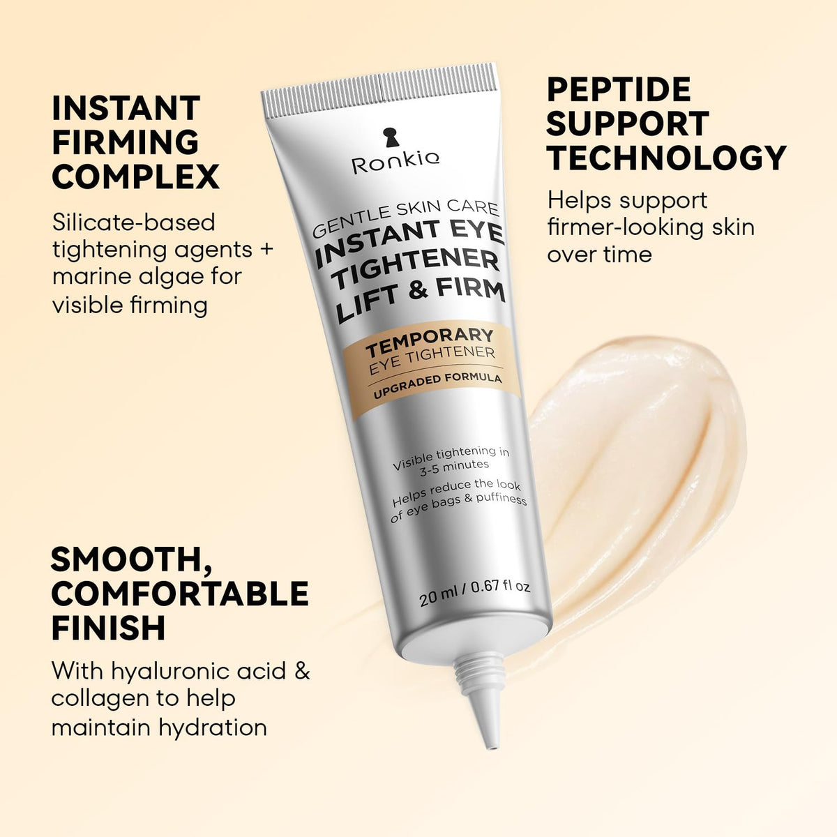 RONKIE before and after side-by-side illustrating reduced puffiness