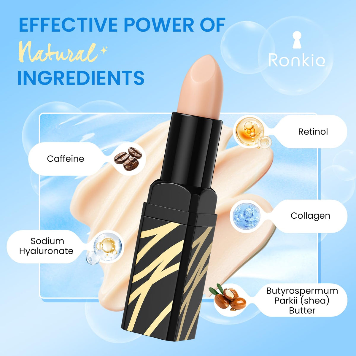 RONKIE eye stick application demonstration under eye for instant refresh