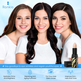RONKIE eye stick on a vanity with cosmetics conveying daily routine convenience