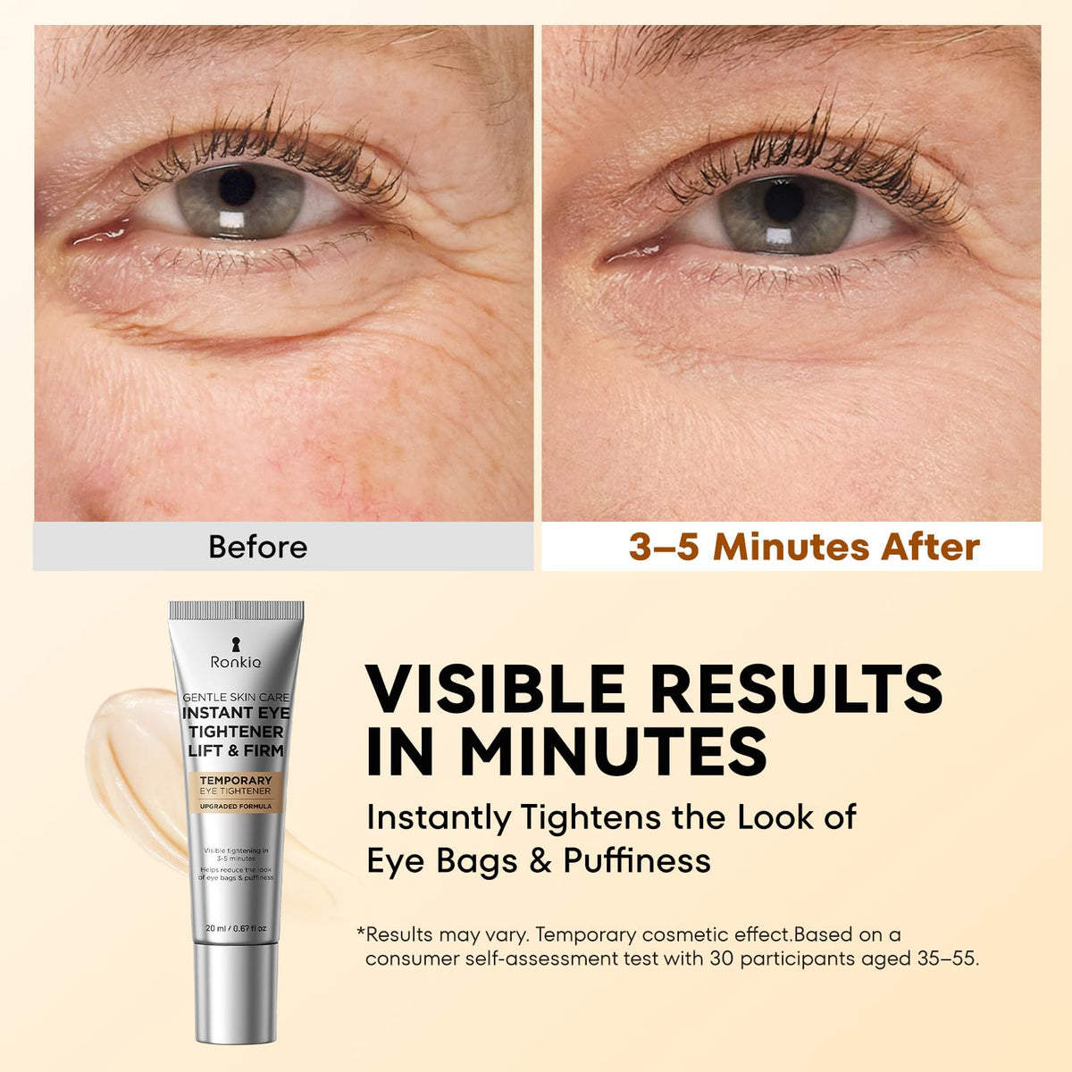 RONKIE open tube texture close-up highlighting lightweight formula