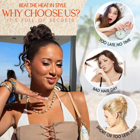 RONTAYA worn on top of head showing instant voluminous bun benefit