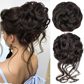 RONTAYA front packaging showing dark brown messy bun pieces and benefits