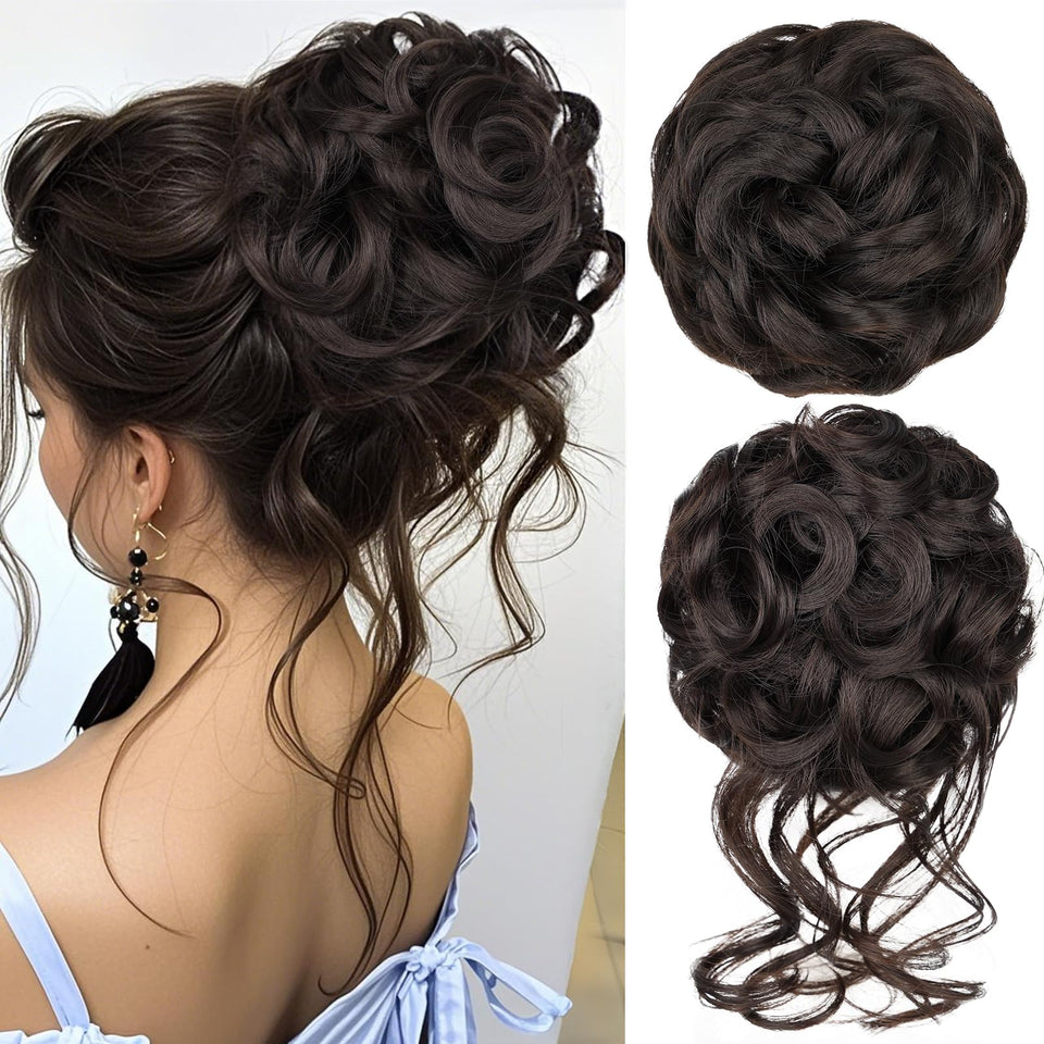 RONTAYA front packaging showing dark brown messy bun pieces and benefits