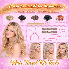 Rootoo tools and micro beads displayed, organized kit for simple DIY application