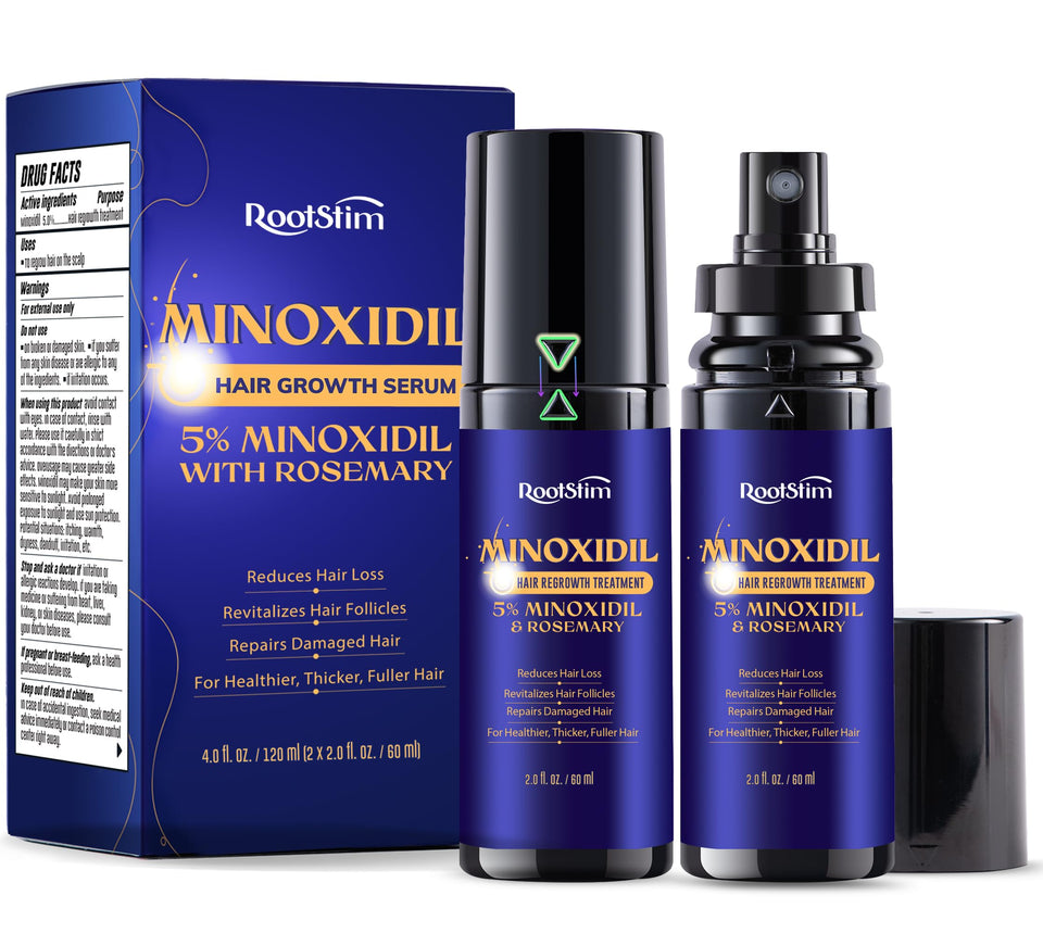 RootStim front packaging showing two 60ml serum bottles for consistent application