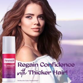 RootStim bottle on bathroom counter in a styled routine scene showing easy daily integration