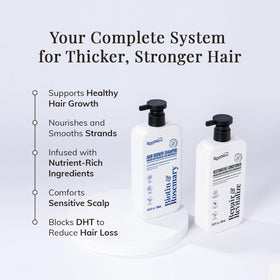 RootStim shampoo pump dispensing foam, highlighting gentle cleanse and scalp comfort
