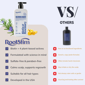 RootStim bottle in hand for scale showing 10 fl oz size and portability