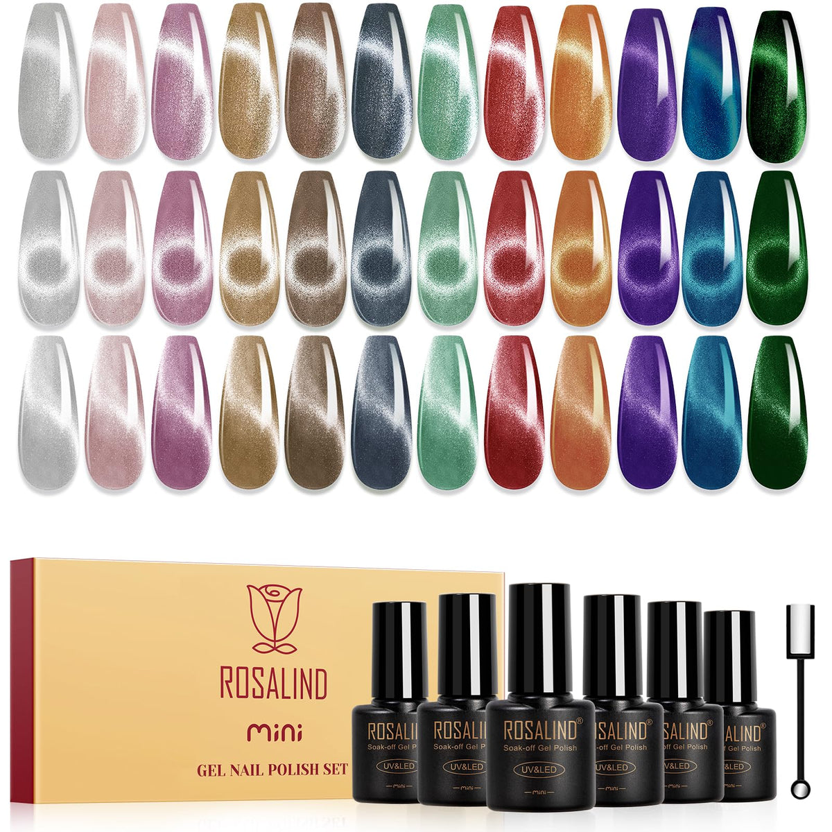 ROSALIND front packaging showing 12-color set and magnet benefit