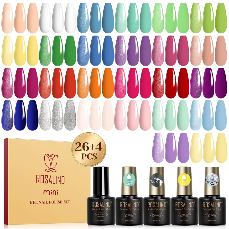 ROSALIND front packaging showing full 30-piece set and colorful bottles benefit organized kit