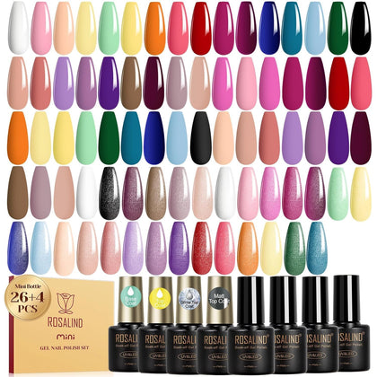 ROSALIND front packaging showing full 30-piece gel polish kit and benefits