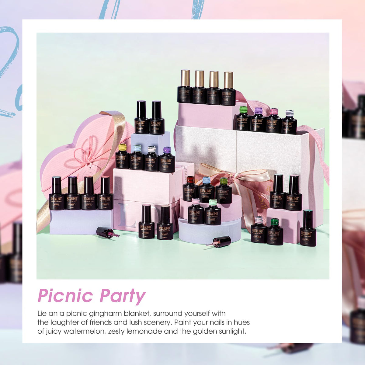ROSALIND lifestyle manicure setting showing at-home gel nails and finished look