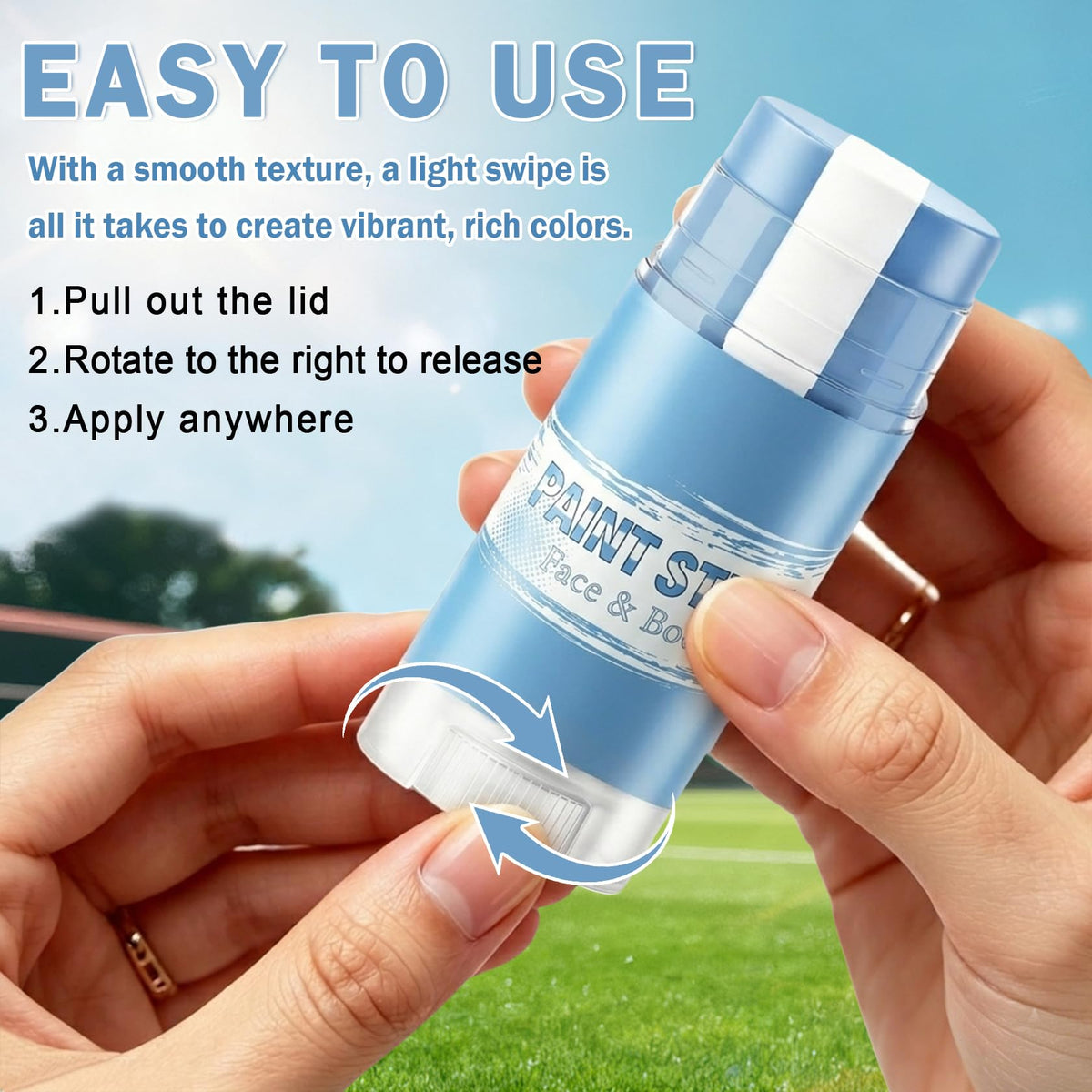 Rosawee being applied under eye, reduces glare and improves focus