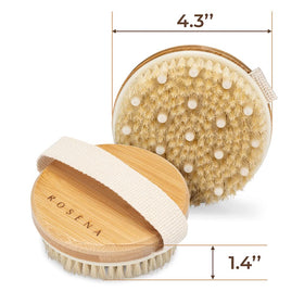 Rosena brush next to hand showing size for comfortable at-home use