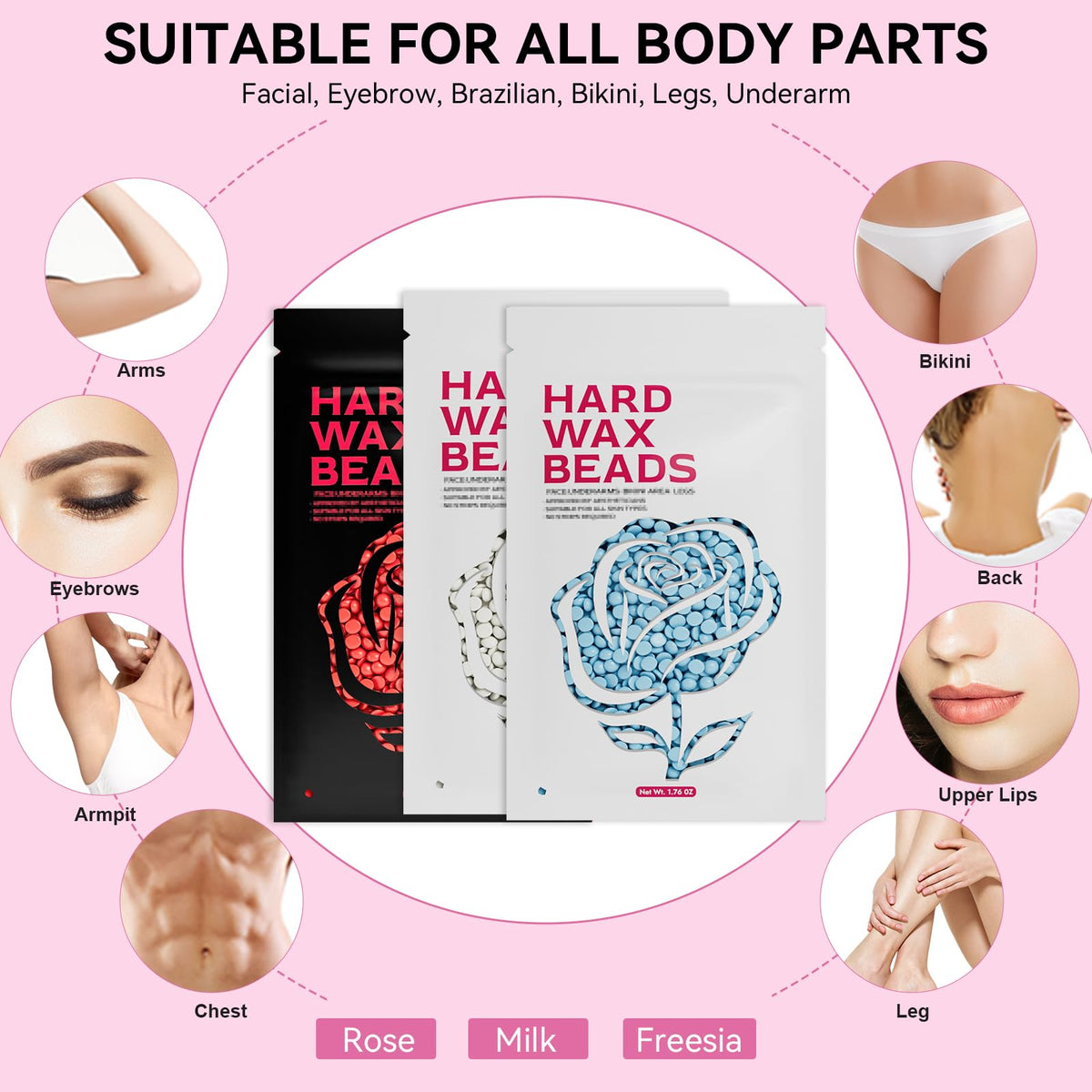 ROSEPIL application tools and wipes included for neat, complete routine